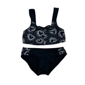 More Than Magic Black and Silver Heart Bikini Set